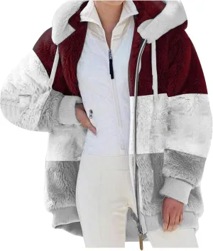 Winter Coat for Women 2023 Faux Fuzzy Plus Size Fashion Sharpa Cardigan Jacket with Pockets Parka Loose Tops Hooded