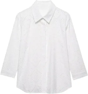 Woman Hollow Embroidered Shirt Slim Long Sleeve Blouses