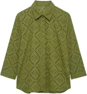Woman Hollow Embroidered Shirt Slim Long Sleeve Blouses