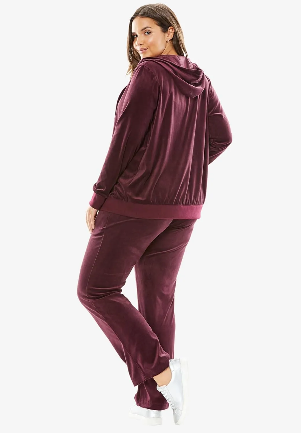 Woman Within Women's Plus Size Petite 2-Piece Velour Hoodie Set