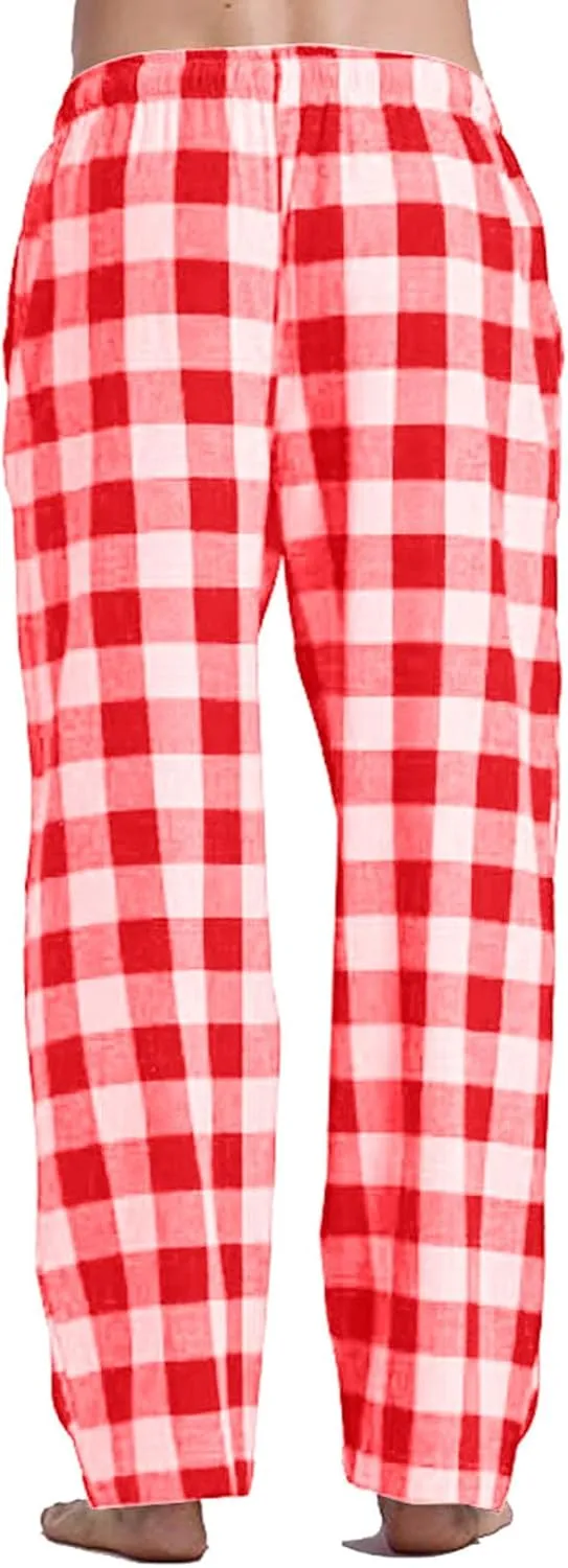 Women Buffalo Plaid Pajama Pants Funny Holiday Elastic Waist Relaxed Fit Soft Sleep Lounge Pjs Bottoms