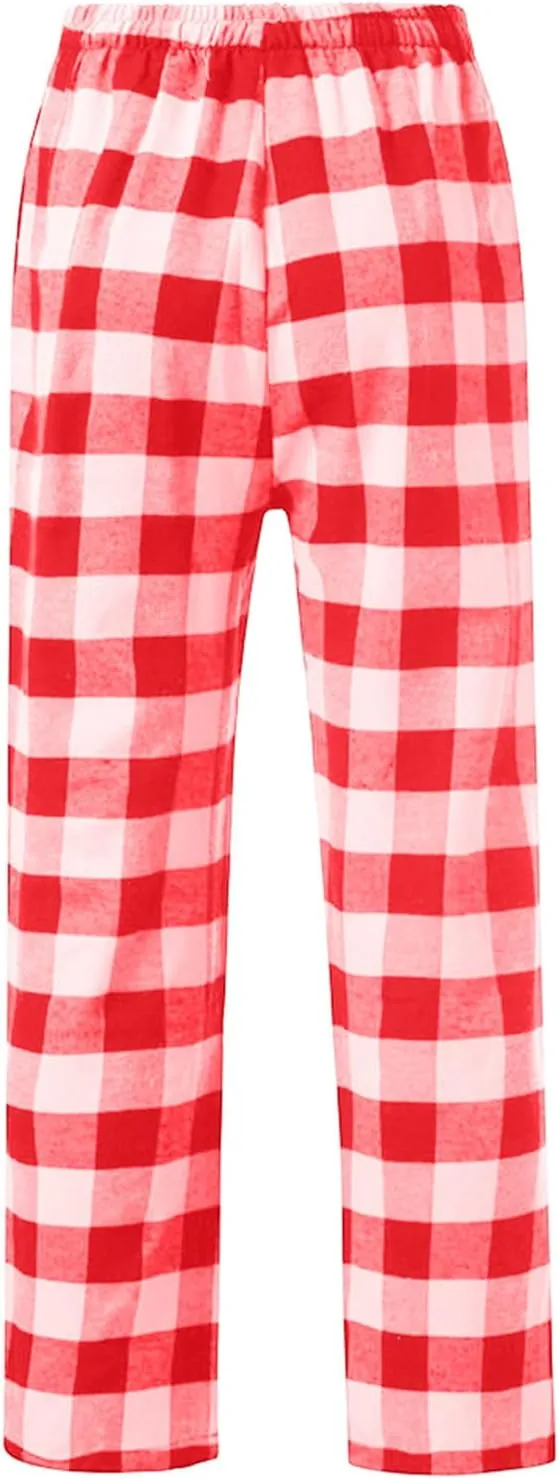 Women Buffalo Plaid Pajama Pants Funny Holiday Elastic Waist Relaxed Fit Soft Sleep Lounge Pjs Bottoms