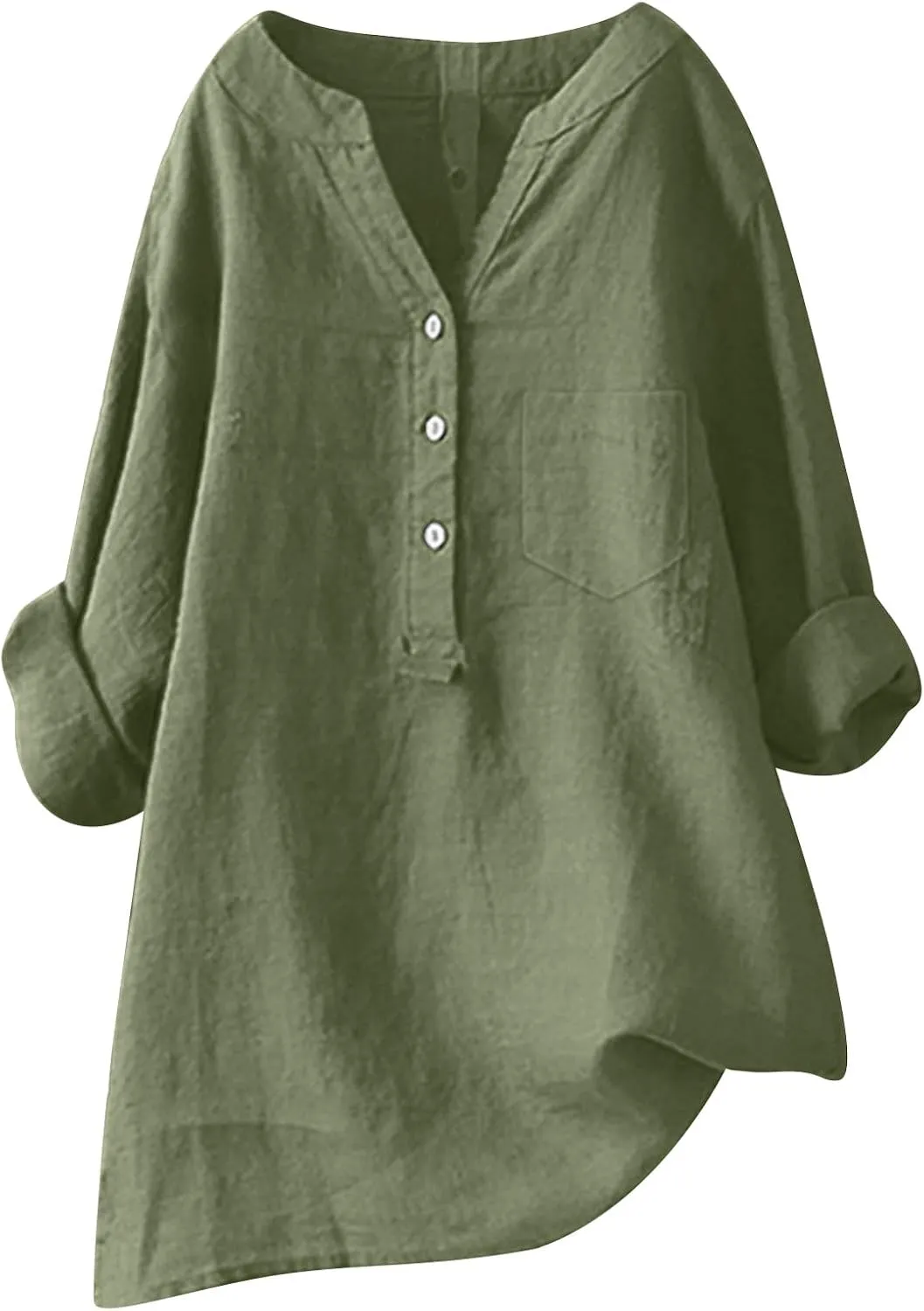Women Button Up Shirt Plain Short Sleeve Linen Summer Casual Dress Blouse Tops Loose Tee Shirts