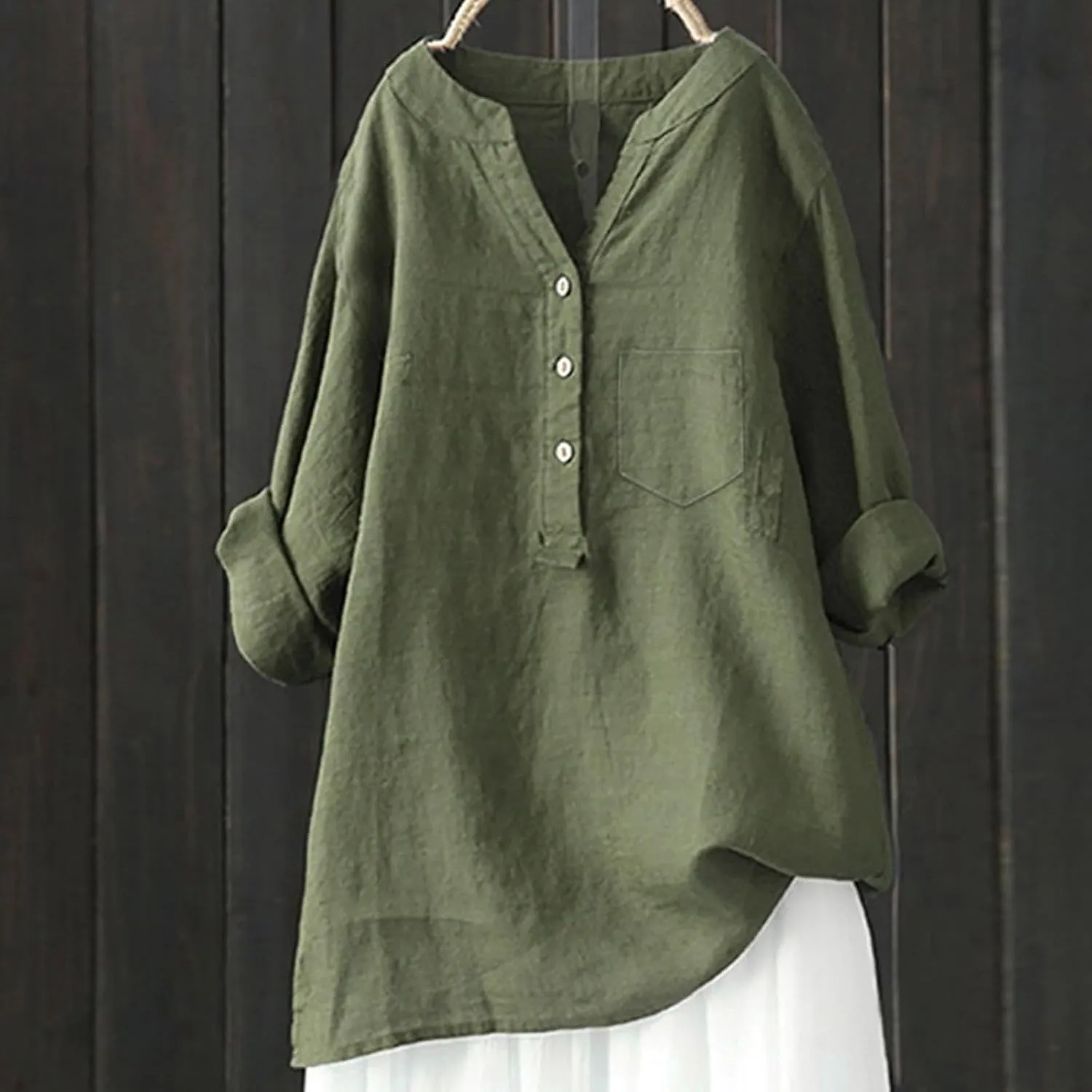 Women Button Up Shirt Plain Short Sleeve Linen Summer Casual Dress Blouse Tops Loose Tee Shirts