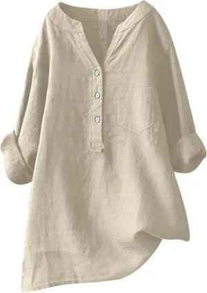 Women Button Up Shirt Plain Short Sleeve Linen Summer Casual Dress Blouse Tops Loose Tee Shirts
