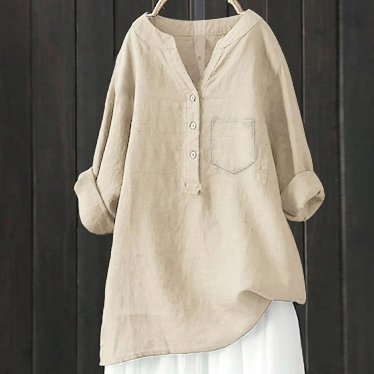 Women Button Up Shirt Plain Short Sleeve Linen Summer Casual Dress Blouse Tops Loose Tee Shirts