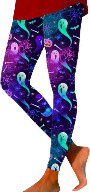 Women Halloween Leggings Striped Halloween Print Collection High Waist Women's Leggings Compression Pants Yoga