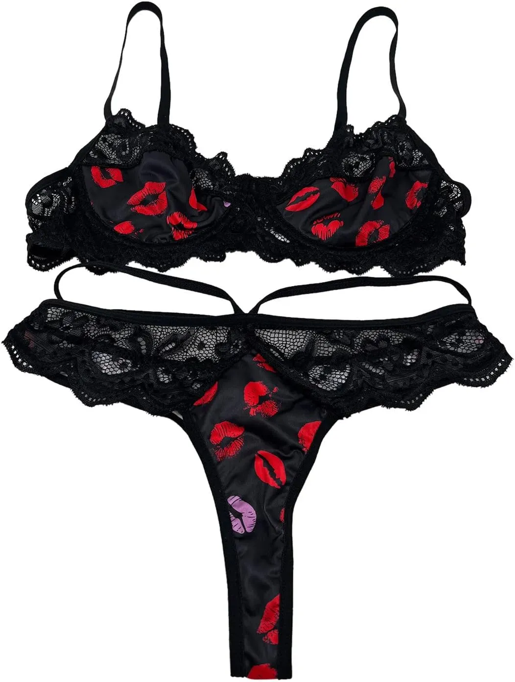 Women Lingerie Set Lace Bralette and Panty Set Strappy Lace Lingerie Two Piece Lace Underwear Set Nightwear Sleepwear