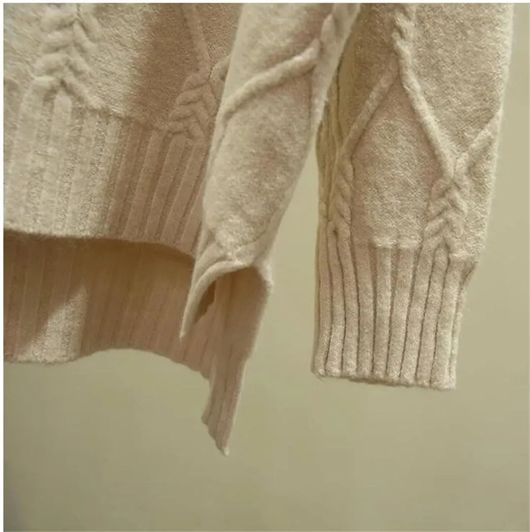 Women Oversize Turtleneck Sweater Winter Cotton Blend Knit Pullover Casual Loose Knit Jumper