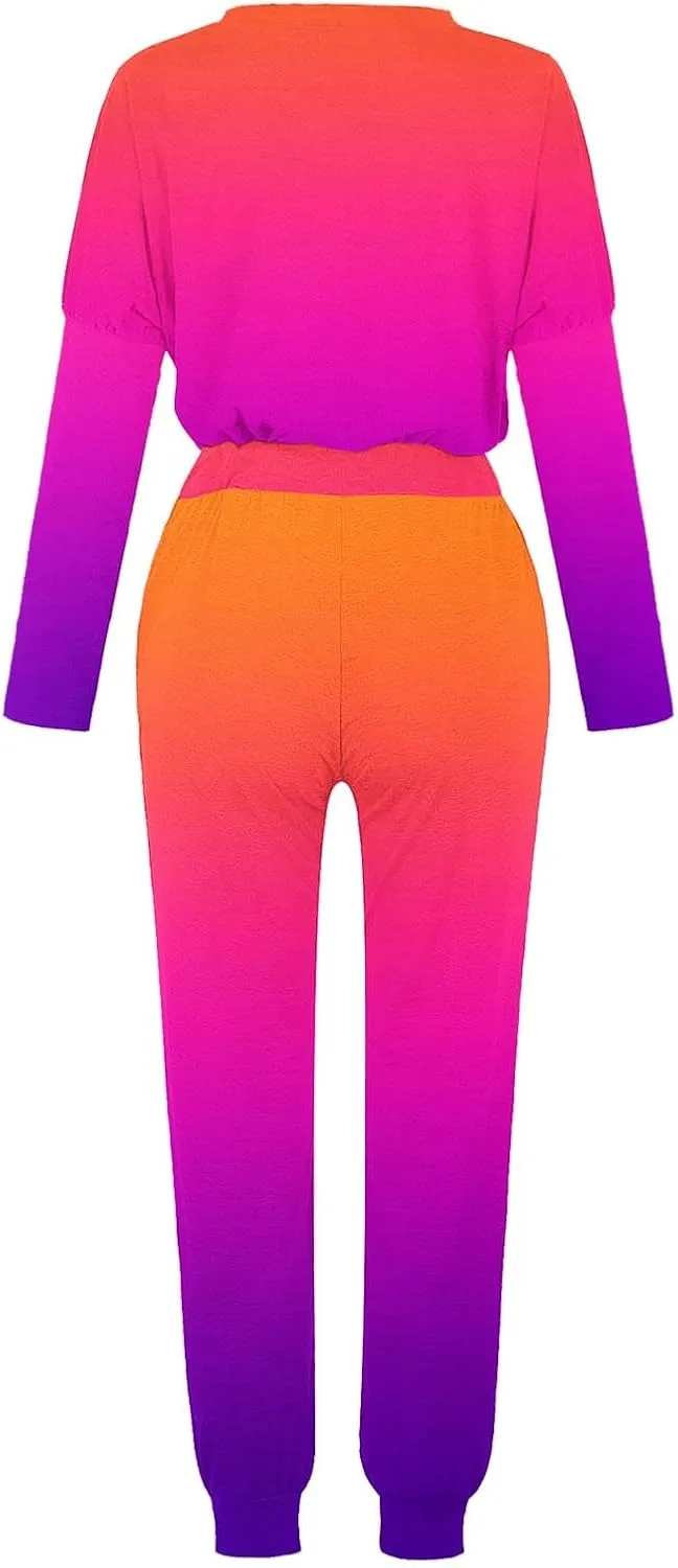 Women Pajama Set Women Fashion O-Neck Solid Pullover Long Sleeve Loose Pants Sweatsuits Ladies Pjs Sets with Pockets