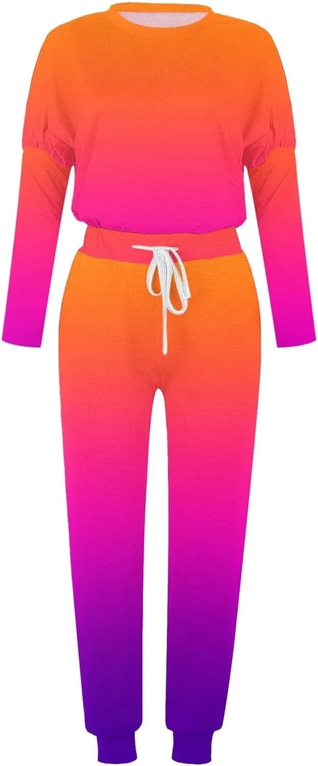 Women Pajama Set Women Fashion O-Neck Solid Pullover Long Sleeve Loose Pants Sweatsuits Ladies Pjs Sets with Pockets