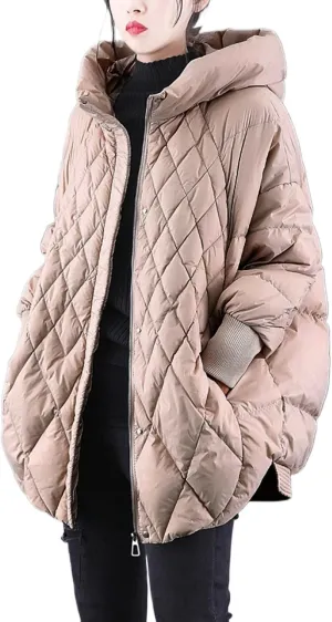 Women Plaid Big Size Warm Down Jacket Hooded Long Sleeve Warm Women Parkas