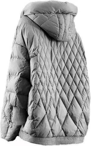 Women Plaid Big Size Warm Down Jacket Hooded Long Sleeve Warm Women Parkas