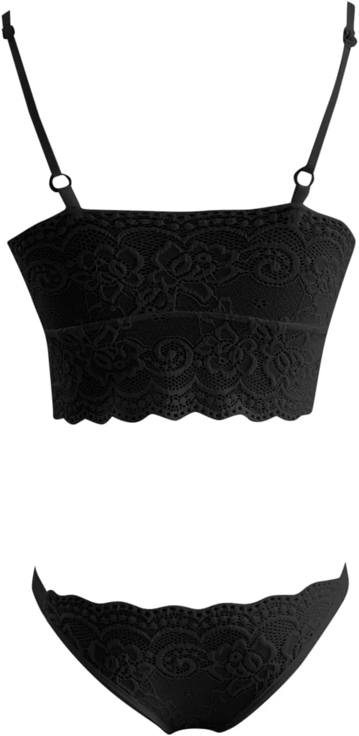 Women Plus Size Underwire Lingerie Set Two Piece Underwear Lace Lingerie Underwear Sleepwear Steel Underwire