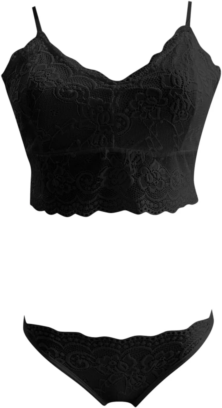 Women Plus Size Underwire Lingerie Set Two Piece Underwear Lace Lingerie Underwear Sleepwear Steel Underwire