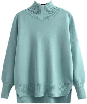 Women Sweater Warm Turtlenecks Casual Loose Oversized Knit Pullover Solid Knit Top