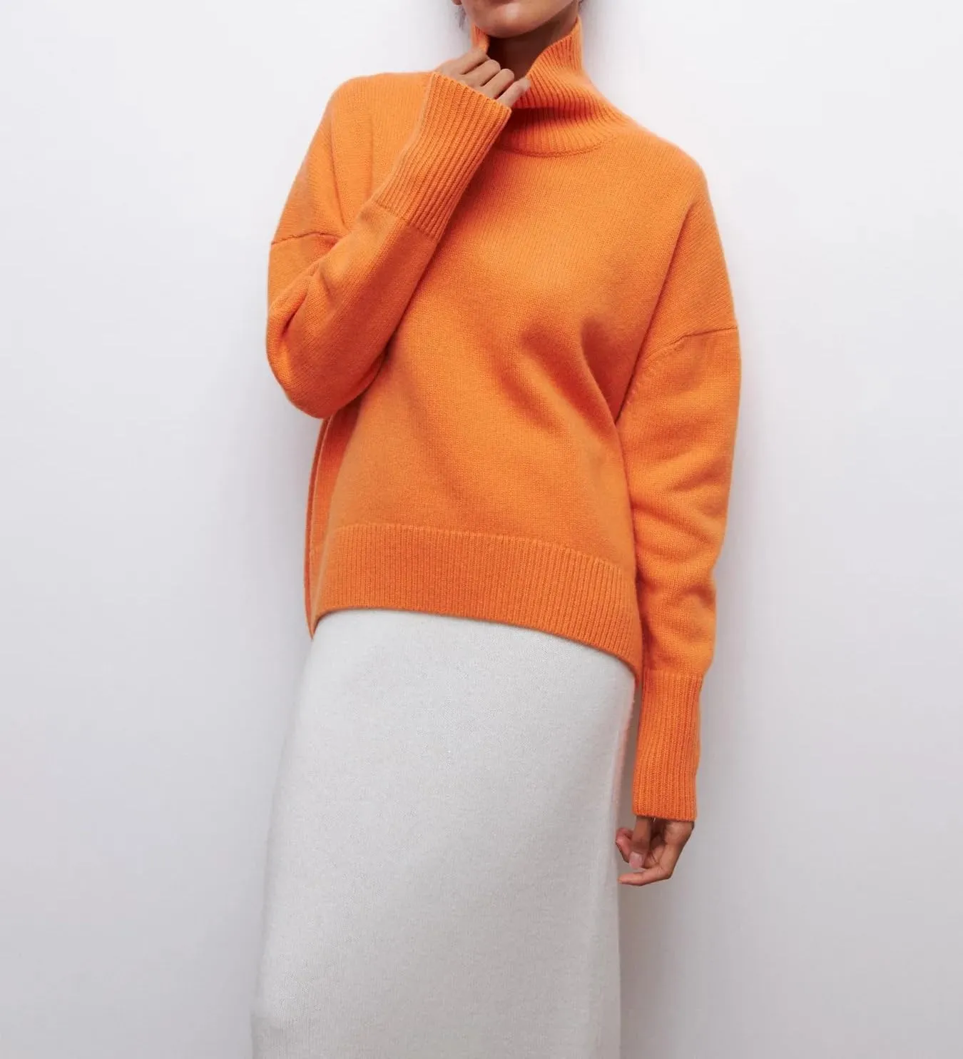 Women Turtleneck Sweaters Thick Warm Knit Pullover Oversized Casual Loose Knit Top
