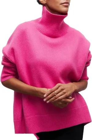Women Turtleneck Sweaters Thick Warm Knit Pullover Oversized Casual Loose Knit Top