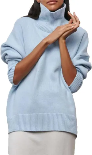 Women Turtleneck Sweaters Thick Warm Knit Pullover Oversized Casual Loose Knit Top