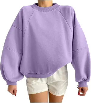 Women Y2k Teen Grils Sweatshirt Oversized Casual Cropped Pullover Crewneck Fleece Lightweight Long Sleeve Loose Tops