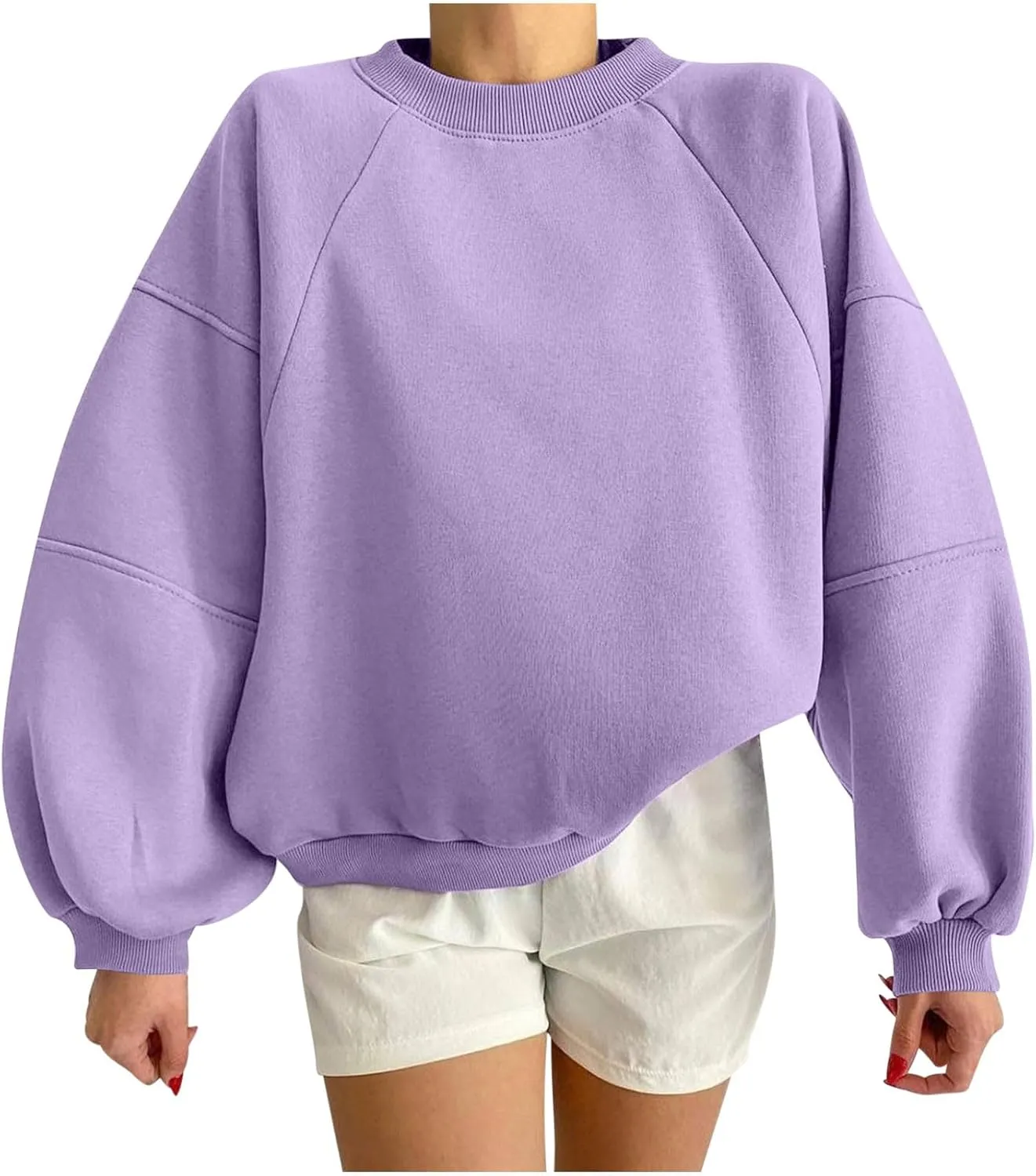 Women Y2k Teen Grils Sweatshirt Oversized Casual Cropped Pullover Crewneck Fleece Lightweight Long Sleeve Loose Tops
