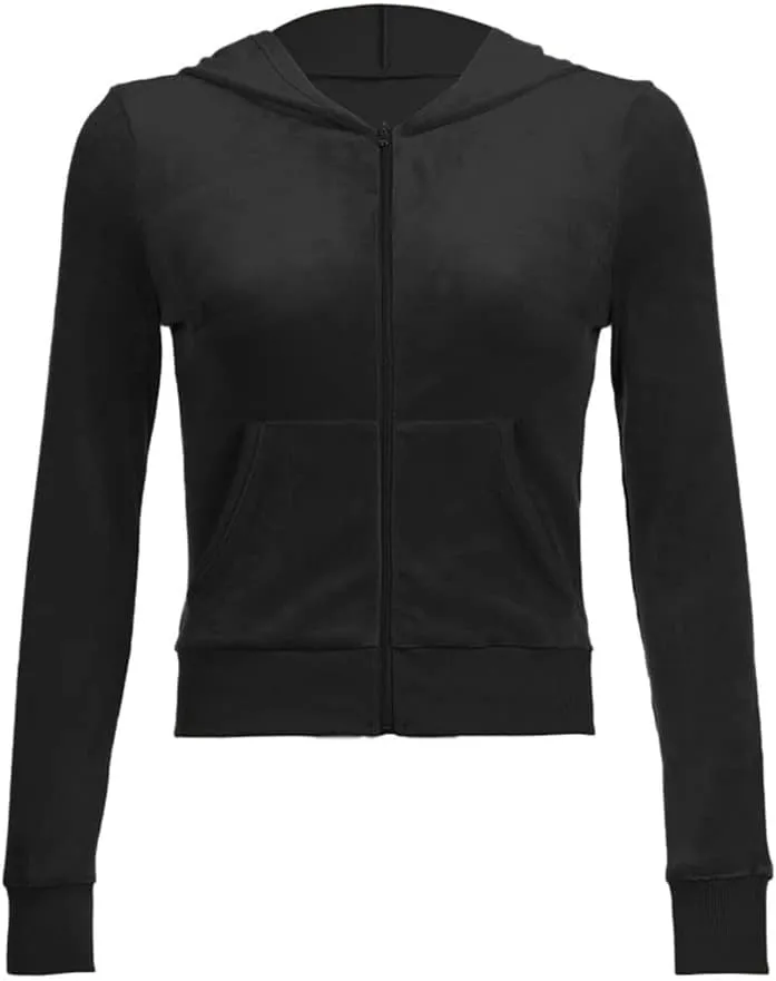 Women's 2 Piece Velour Tracksuit Set Heart Print Long Sleeve Zipper Hoodie Cropped Jacket and Sweatpants Y2K Sweatsuit Set
