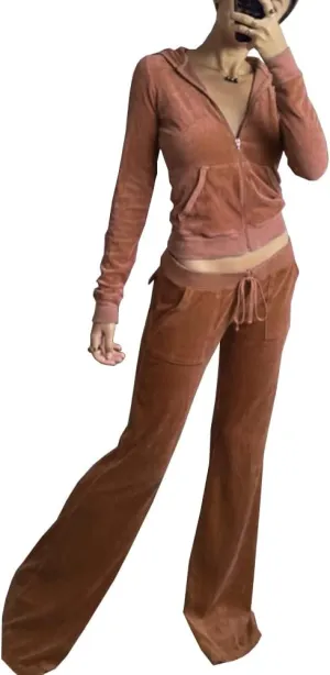 Women's 2 Piece Velour Tracksuit Set Heart Print Long Sleeve Zipper Hoodie Cropped Jacket and Sweatpants Y2K Sweatsuit Set