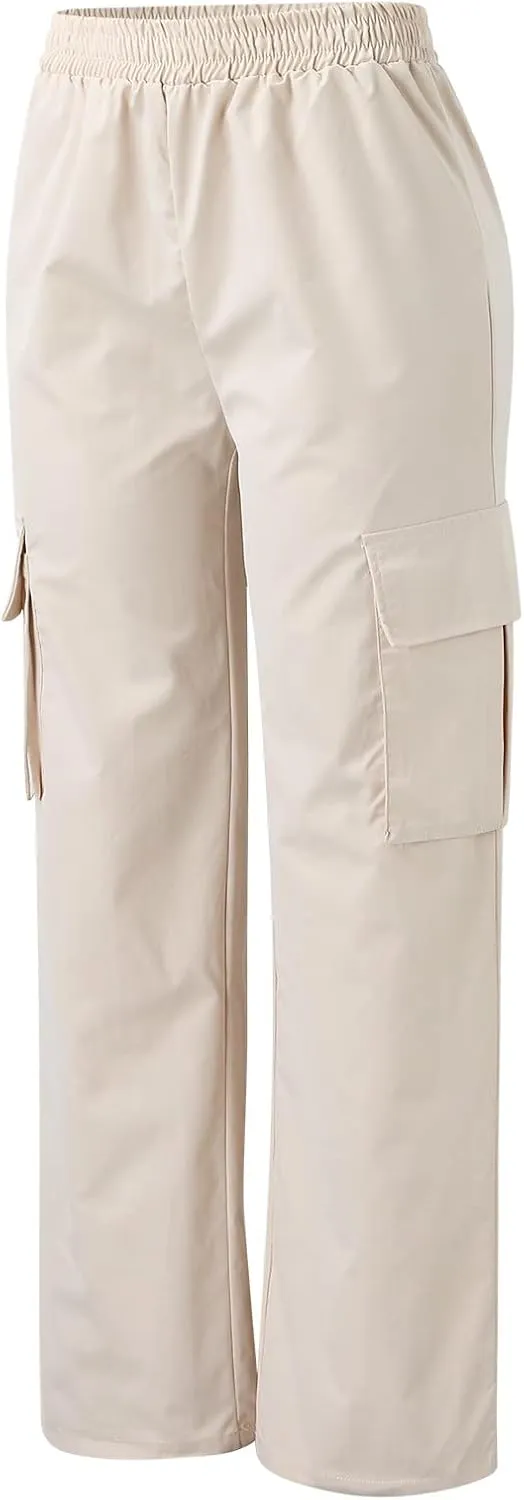 Women's Belt Less High Waisted Wide Leg Trousers Straight Leg Relaxed Style Casual Trousers Velour