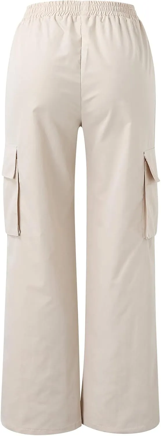 Women's Belt Less High Waisted Wide Leg Trousers Straight Leg Relaxed Style Casual Trousers Velour