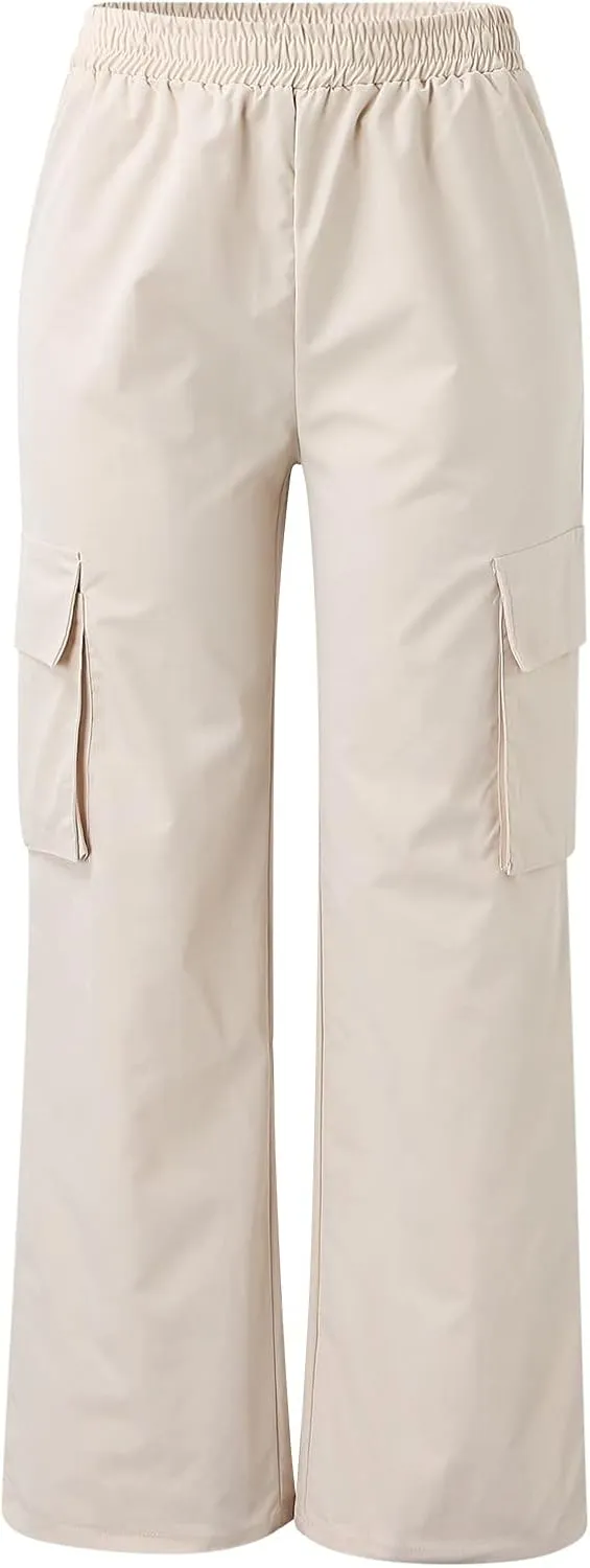Women's Belt Less High Waisted Wide Leg Trousers Straight Leg Relaxed Style Casual Trousers Velour