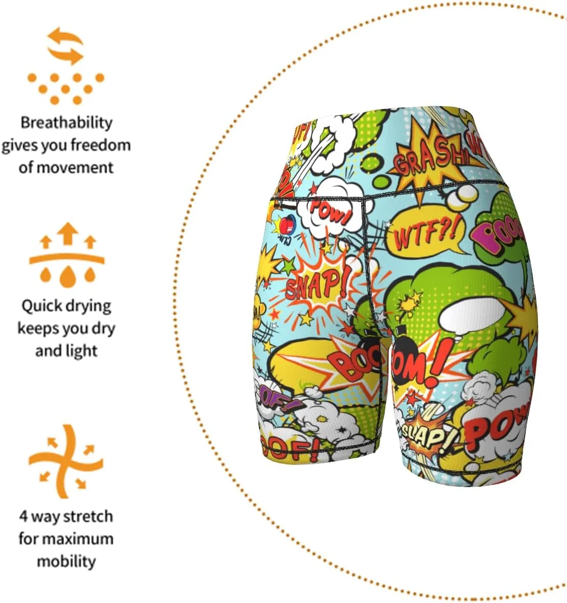 Women's Biker Shorts Tummy Control Yoga Short Exercise Workout Butt Lifting Tights Short Pants,