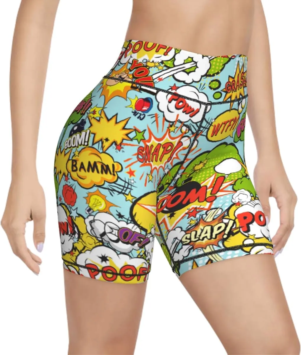 Women's Biker Shorts Tummy Control Yoga Short Exercise Workout Butt Lifting Tights Short Pants,