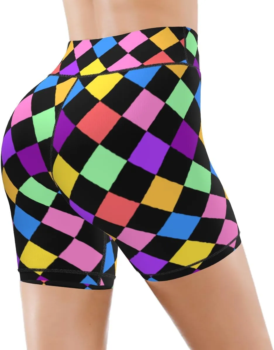 Women's Biker Shorts Tummy Control Yoga Short Exercise Workout Butt Lifting Tights Short Pants,