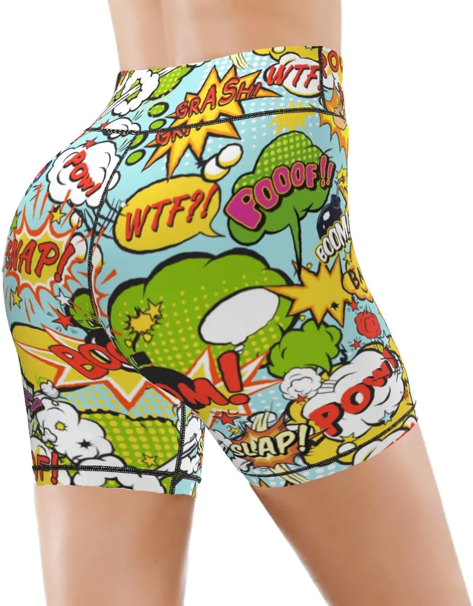 Women's Biker Shorts Tummy Control Yoga Short Exercise Workout Butt Lifting Tights Short Pants,