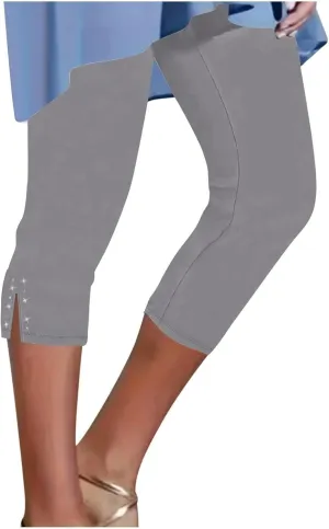 Womens Capris for Summer 2025 Dressy Cropped High Waist Yoga Pants Comfy Stretchy Leggings Casual Compression Pants