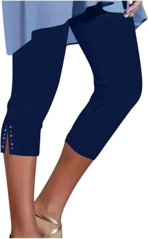 Womens Capris for Summer 2025 Dressy Cropped High Waist Yoga Pants Comfy Stretchy Leggings Casual Compression Pants