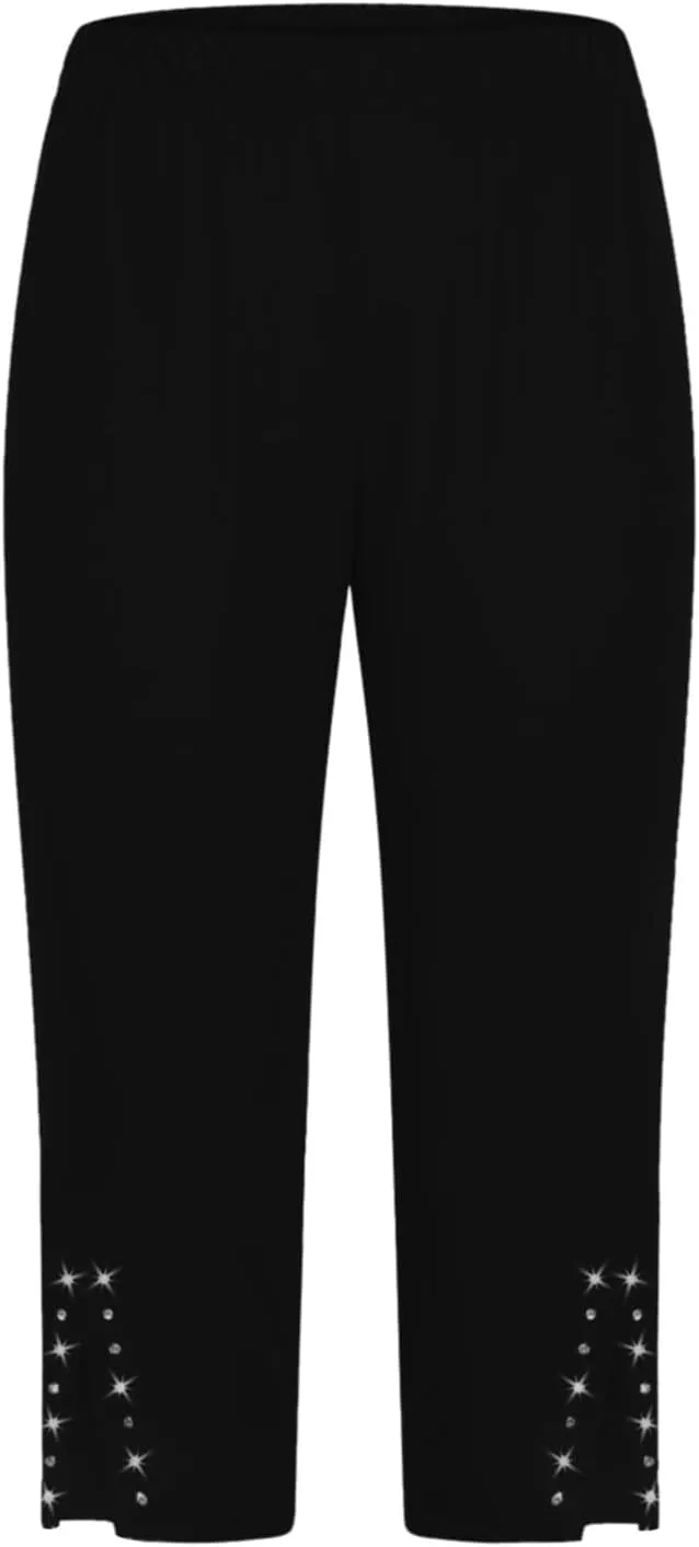 Womens Capris for Summer 2025 Dressy Cropped High Waist Yoga Pants Comfy Stretchy Leggings Casual Compression Pants