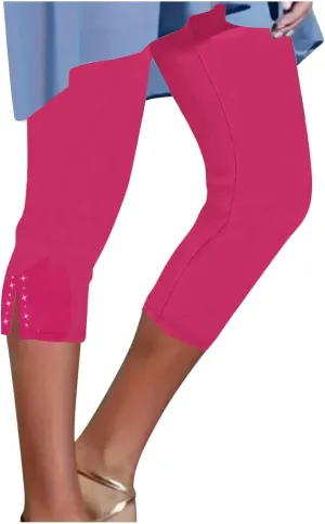 Womens Capris for Summer 2025 Dressy Cropped High Waist Yoga Pants Comfy Stretchy Leggings Casual Compression Pants