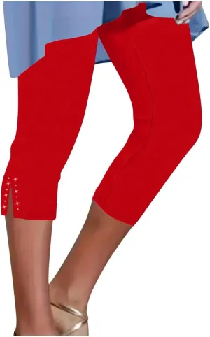 Womens Capris for Summer 2025 Dressy Cropped High Waist Yoga Pants Comfy Stretchy Leggings Casual Compression Pants