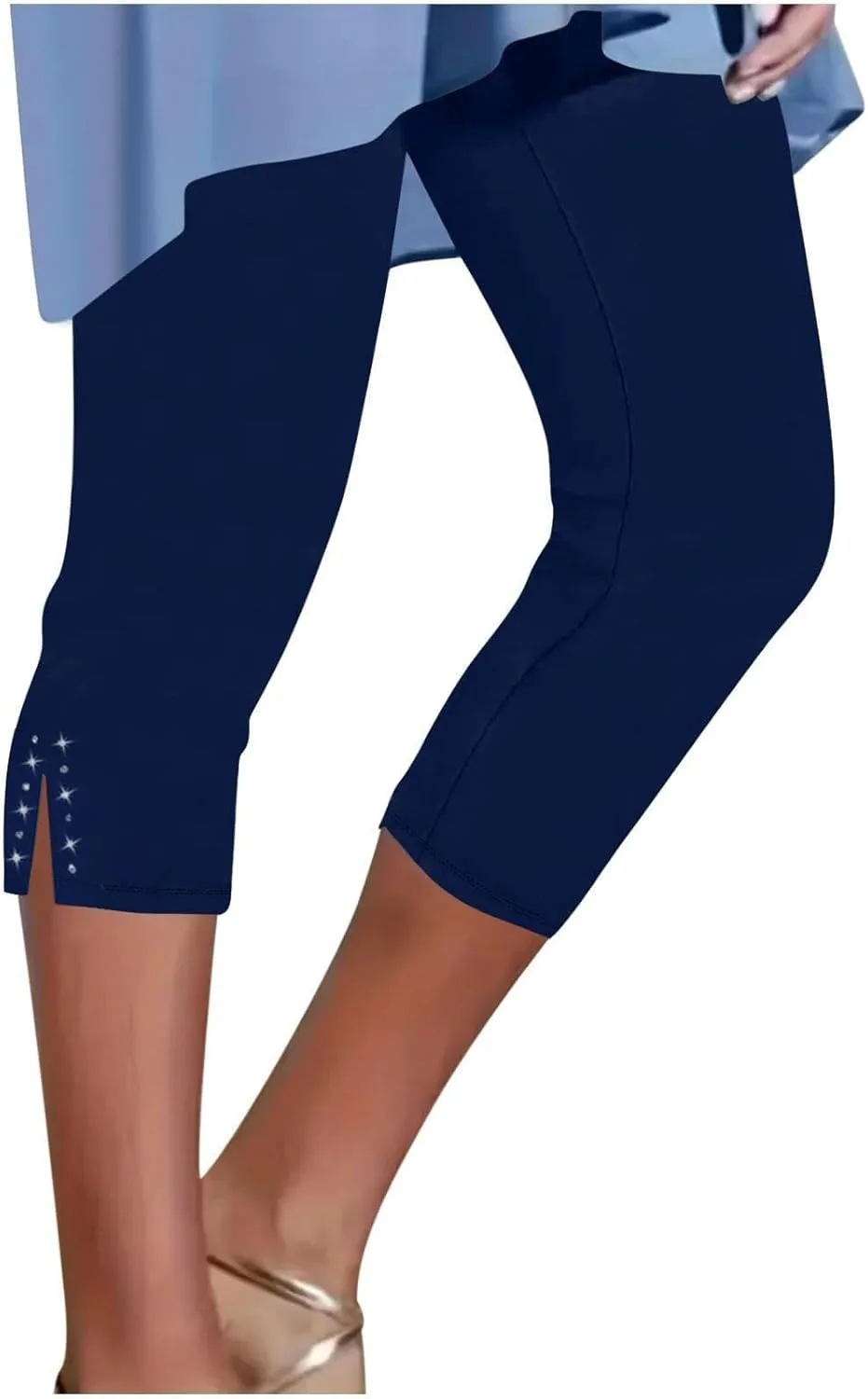 Womens Capris for Summer 2025 Dressy Cropped High Waist Yoga Pants Comfy Stretchy Leggings Casual Compression Pants