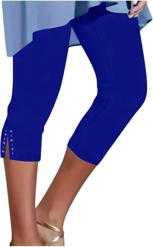 Womens Capris for Summer 2025 Dressy Cropped High Waist Yoga Pants Comfy Stretchy Leggings Casual Compression Pants