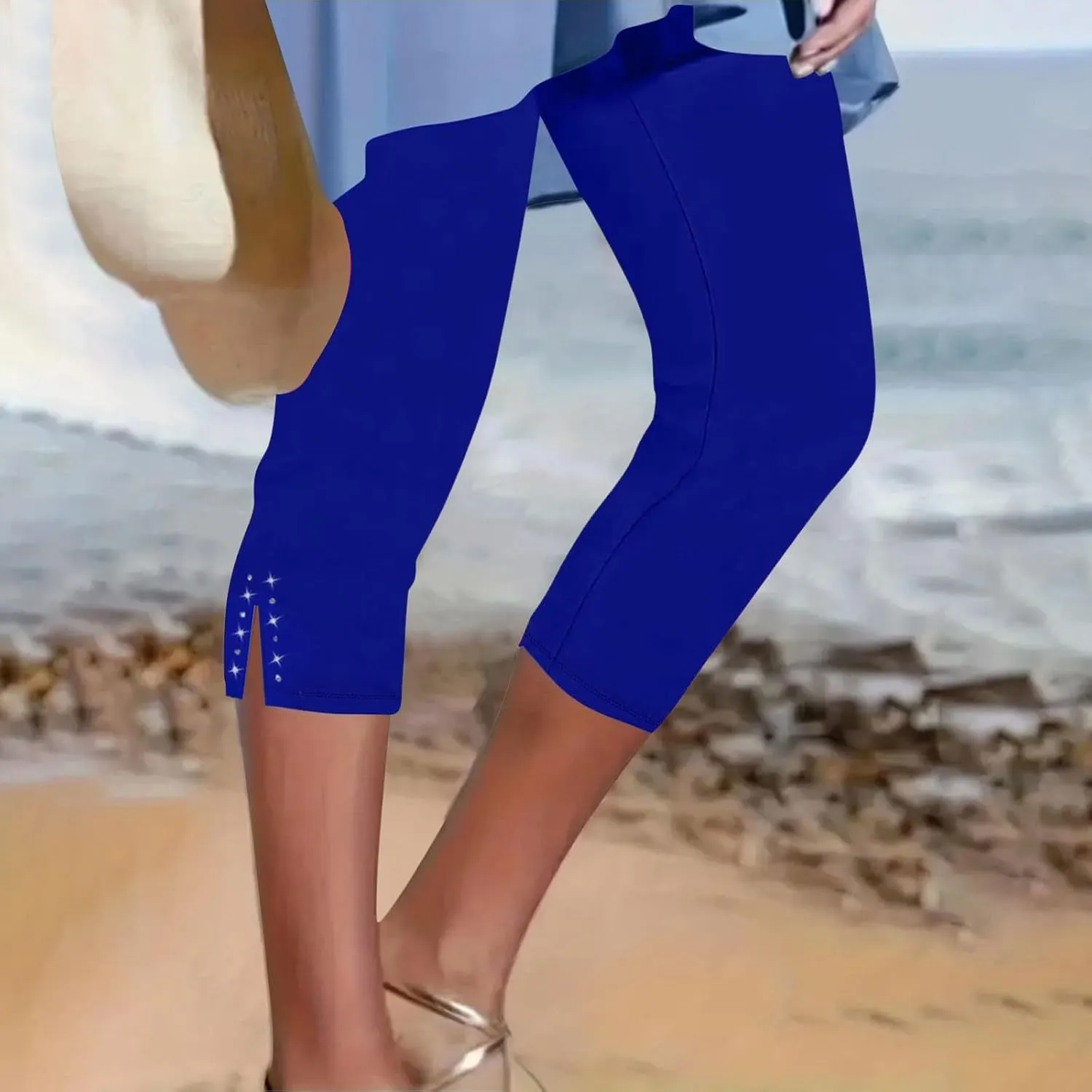 Womens Capris for Summer 2025 Dressy Cropped High Waist Yoga Pants Comfy Stretchy Leggings Casual Compression Pants