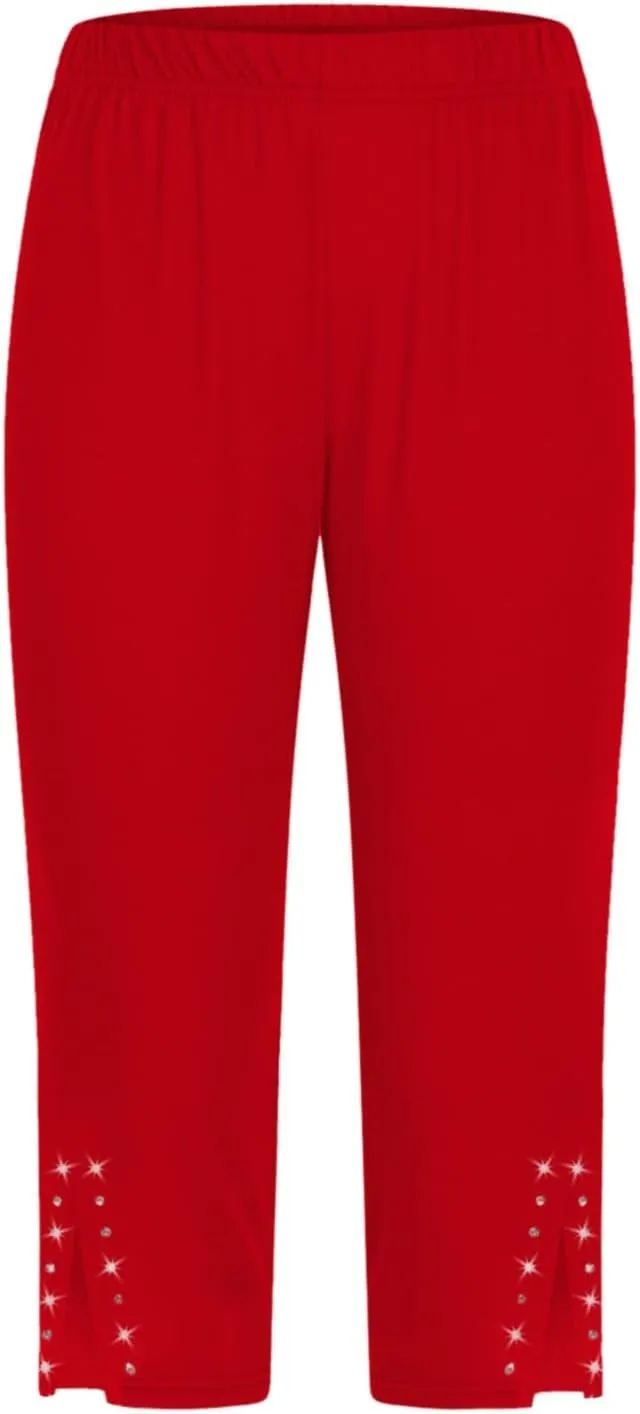 Womens Capris for Summer 2025 Dressy Cropped High Waist Yoga Pants Comfy Stretchy Leggings Casual Compression Pants