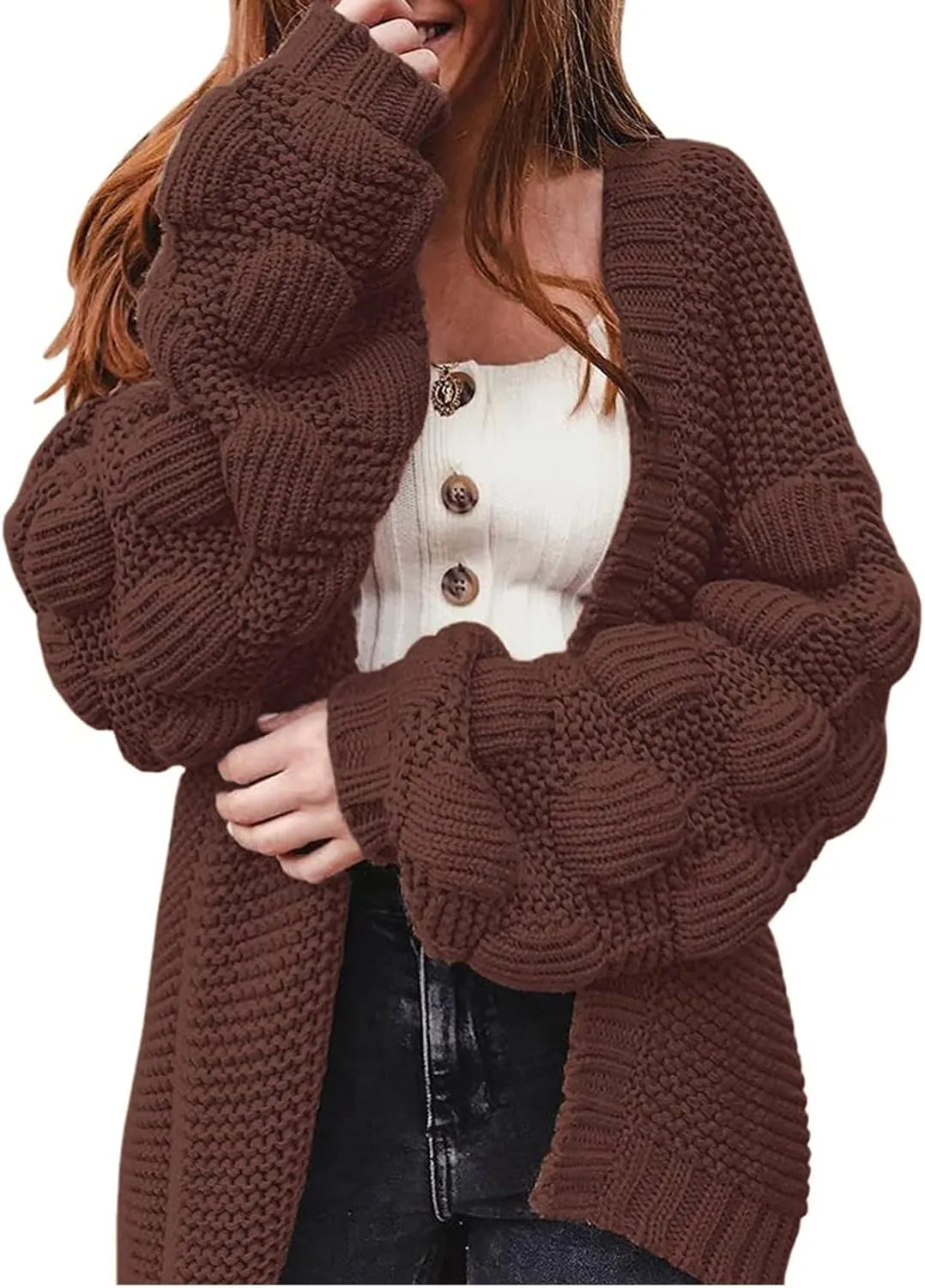 Women's Casual Warm Pullover Sweater Wool Knit Long Sleeve Knit Shirt Turtleneck Sweater Oversized Cardigan