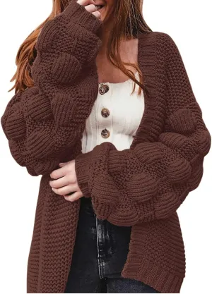 Women's Casual Warm Pullover Sweater Wool Knit Long Sleeve Knit Shirt Turtleneck Sweater Oversized Cardigan
