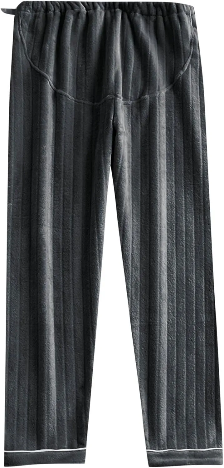 Womens Coral Fleece Pajama Pants Winter Thermal Bottoms Loose Lounge Sleepwear Elastic Waist Pjs Pants