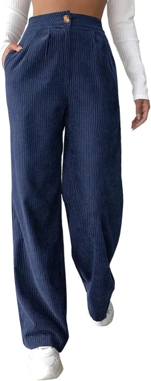 Womens Corduroy Pants Wide Leg High Waisted Sweatpants Loose Lounge Lightweight Trousers Stretchy Straight Pants