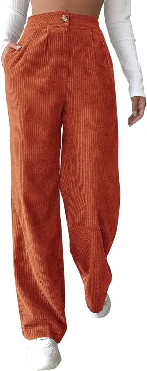 Womens Corduroy Pants Wide Leg High Waisted Sweatpants Loose Lounge Lightweight Trousers Stretchy Straight Pants