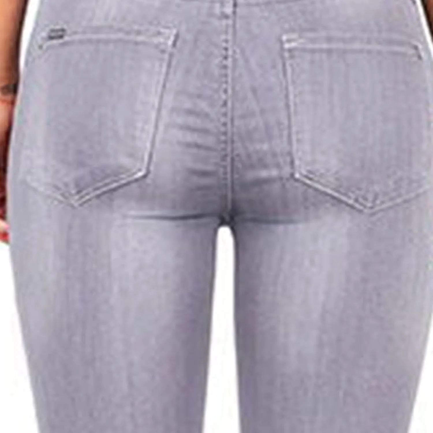Women's Denim Stretch Thin Flared Mid Waist Pull-On Bootcut Slim Flare Jean Button Up Bell Bottom Stretch Classic