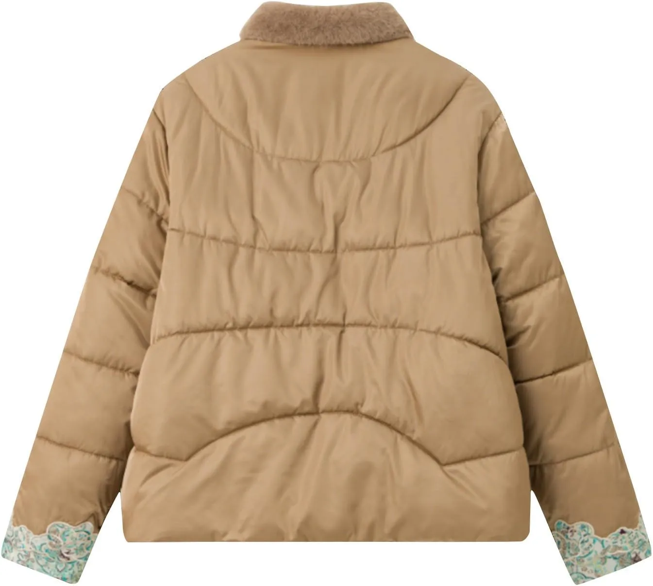 Women's Fashion Casual Thickened Embroidery Winter Warm Down Coat Jacket Trendy Warm Clothes Zip Up Puffer Outerwear